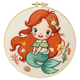 Cute Mermaid Girl Embroidery Starter Kit DIY – Beginner Cartoon Ocean Hand Embroidery Kit