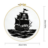 Black Pirate Ship Embroidery Kit – Skull & Crossbones Nautical Design Kits For Stitchers