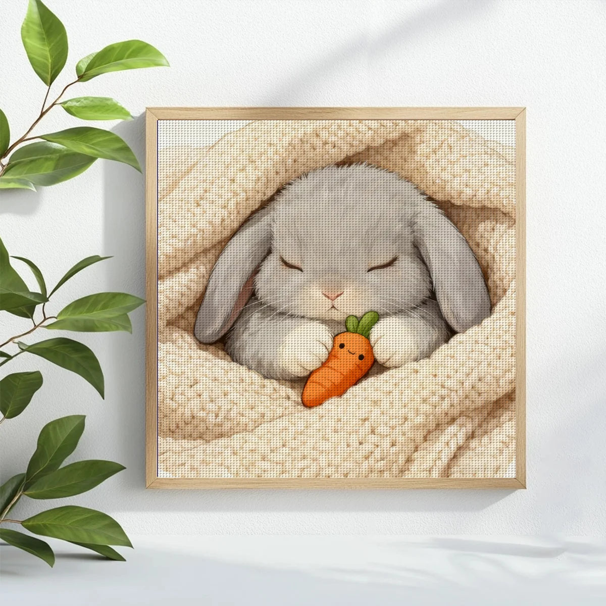 Sleeping Bunny with Carrot Cross Stitch Kit 🐰🥕💛