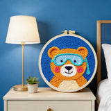 Cute Bear Punch Needle Wall Art – Handmade Embroidery Hoop Decor for Nursery & Cozy Rooms