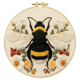 Bumble Bee Embroidery DIY Kit – Floral Insect Beginner Stitching Kit with Hoop, Pattern & Threads