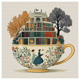 Enchanted Library Teacup Cross Stitch Kit 📚☕🌿✨