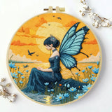 Moonlight Butterfly Fairy Embroidery Kit – Fantasy DIY Hand Embroidery Hoop Art Set