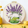 Sleeping Cat Lavender Embroidery Kit for Beginners – DIY Hand Embroidery Hoop Set