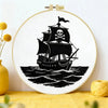 Black Pirate Ship Embroidery Kit – Skull & Crossbones Nautical Design Kits For Stitchers