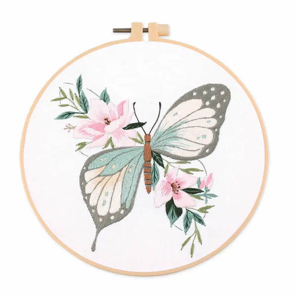 Floral Butterfly Hand Embroidery Kit