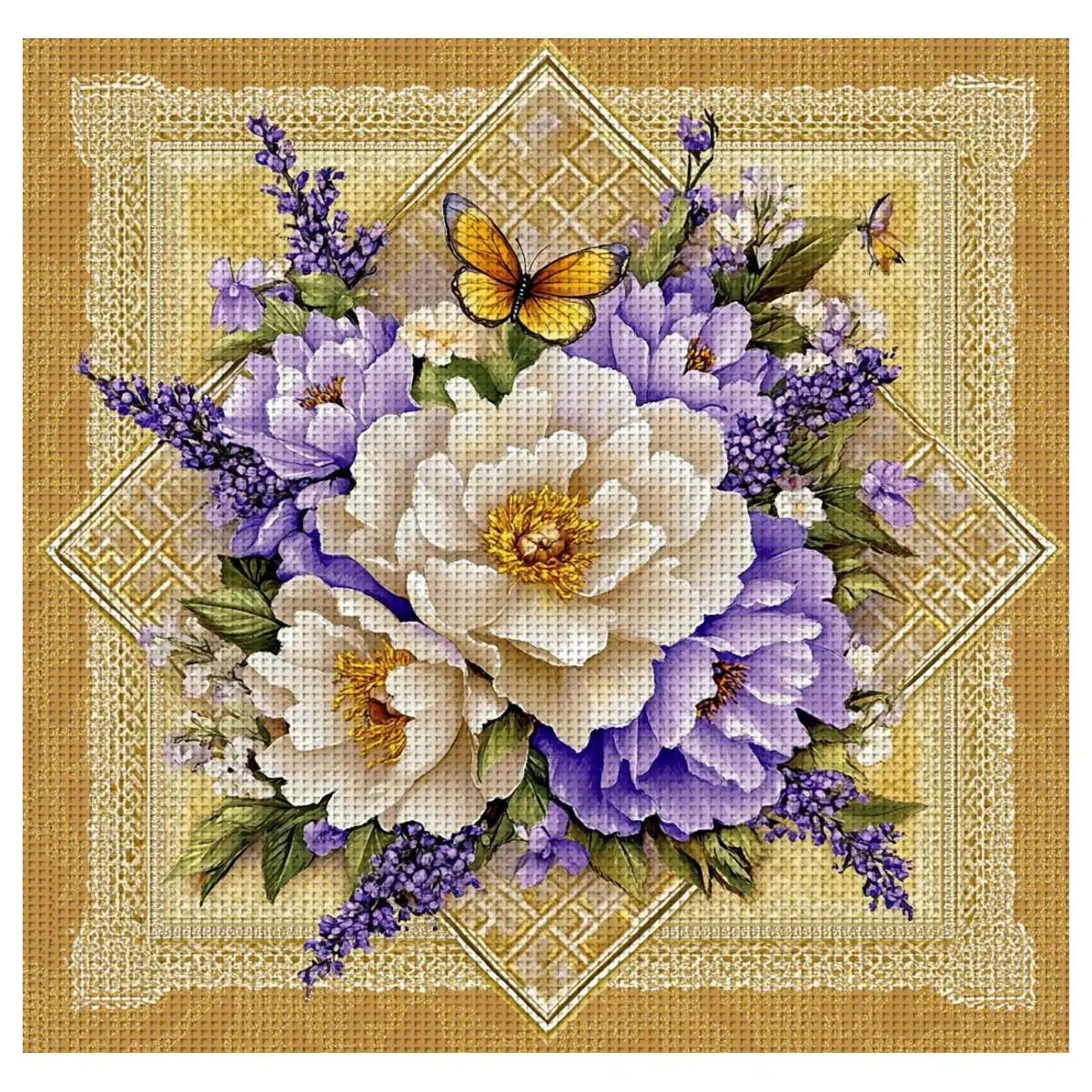 Elegant Peony & Butterfly Floral Cross Stitch Kit 🦋🌸