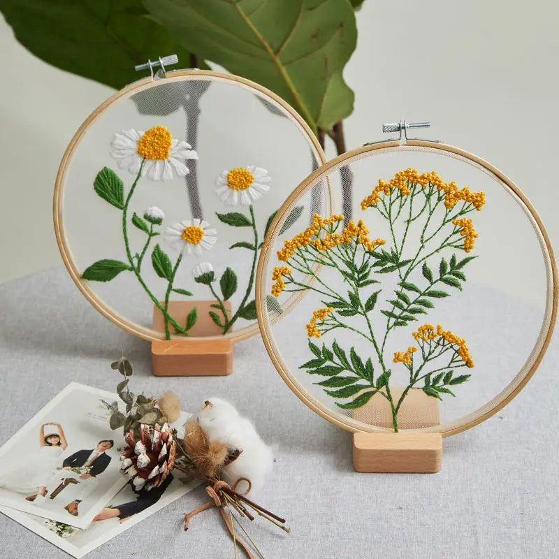 Transparent Double-Sided Flower Embroidery Starter Kit