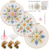 3-Piece Beginner Floral Embroidery Kit Set Kits For Stitchers
