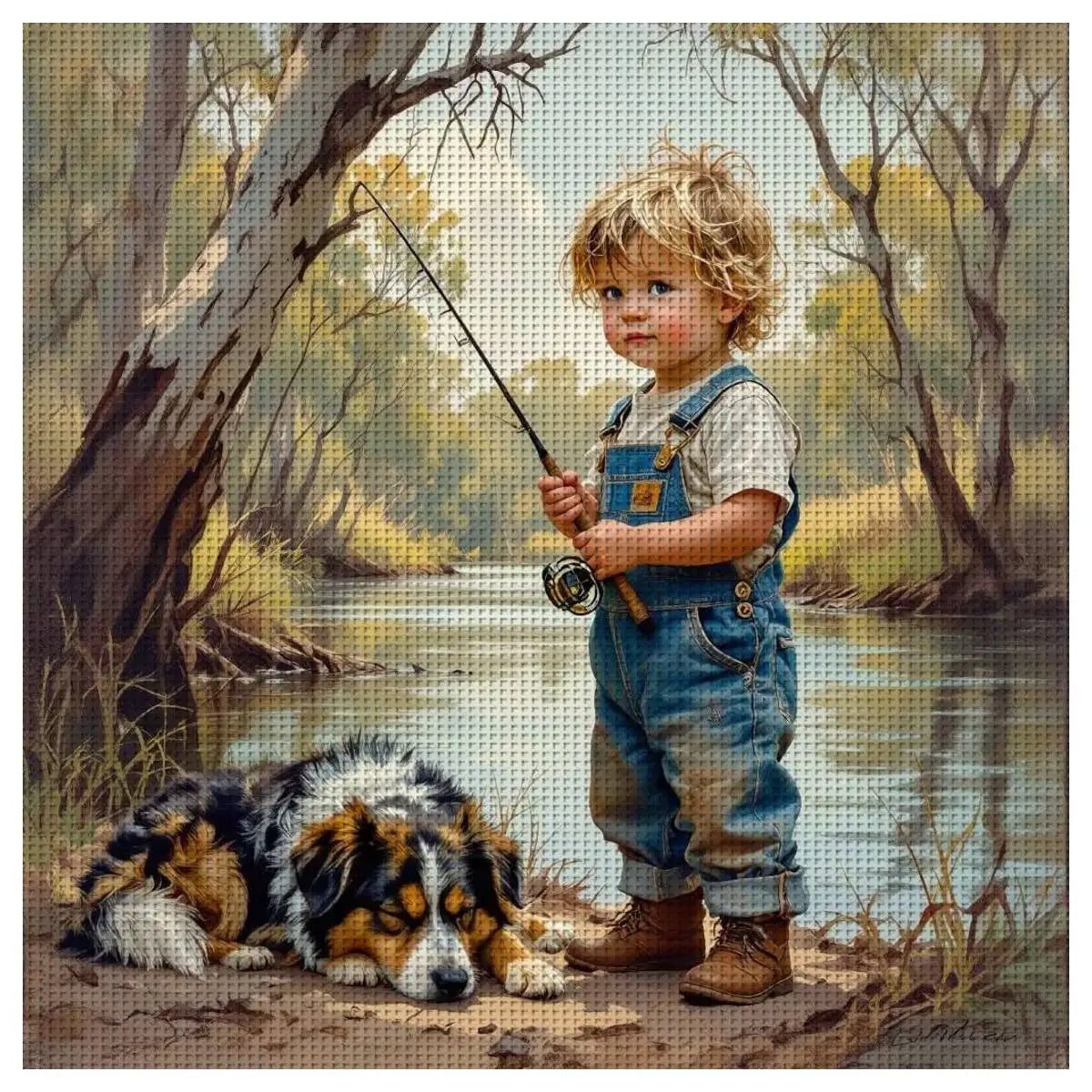 Little Fisherman & Dog Cross Stitch Kit 🎣🐶🧵✨