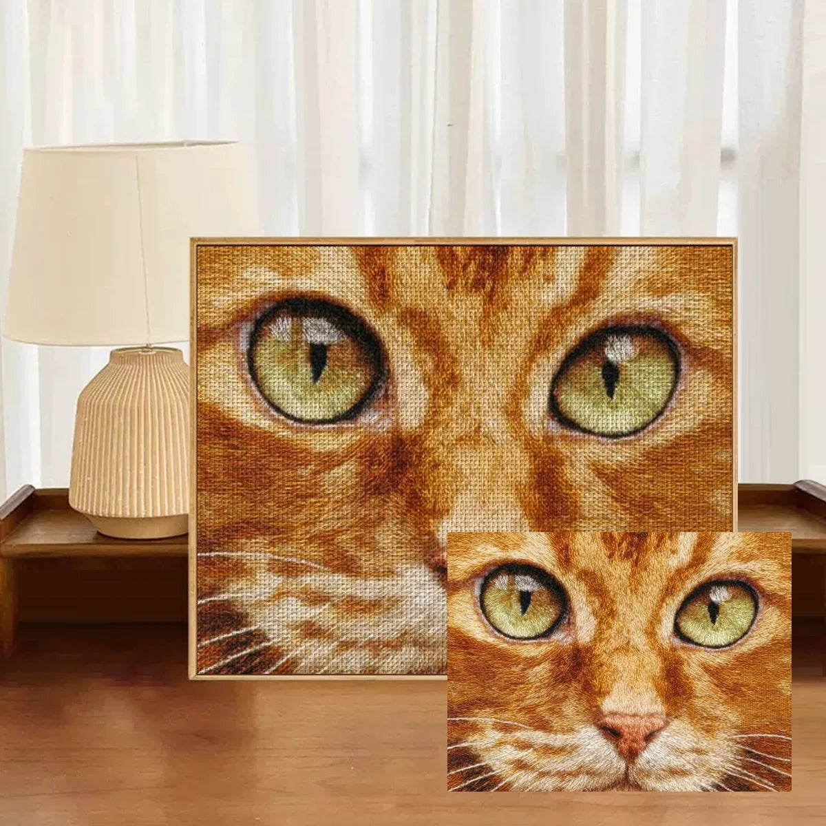 Ginger Cat Eyes Cross Stitch Kit 🐱🧵✨