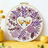 Lovebirds Heart Embroidery Kit – Romantic Floral DIY Hand Embroidery Hoop Art Set Kits For Stitchers