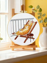 Lazy Summer Cat Embroidery Kit Kits For Stitchers
