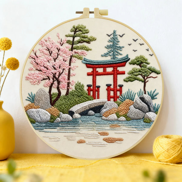 Floral Bouquet Embroidery DIY Kit – Beginner Flower Stitching Kit with Hoop & Pattern