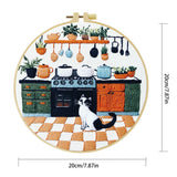 Cozy Kitchen Cat Embroidery Kit – Cottage Style DIY Stitch Pattern