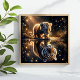 Glowing Tiger Cub Reflection Cross Stitch Kit*🐯✨🌙💛🌟