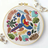 Tropical Macaw Embroidery Kit – Colorful Parrot DIY Hand Embroidery Hoop Art Set Kits For Stitchers
