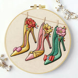 Floral High Heels Embroidery Kit – Fashion Shoes DIY Hand Embroidery Hoop Art Set