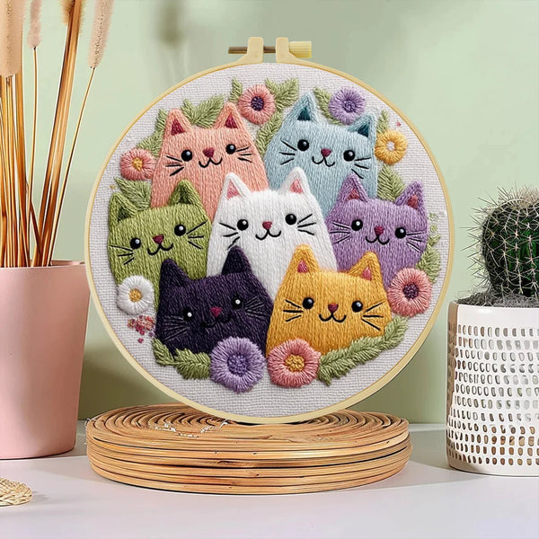 Cute Cat Embroidery Starter Kit