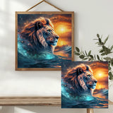 Celestial Storm Lion Cross Stitch Kit 🦁⚡🌌🔥✨