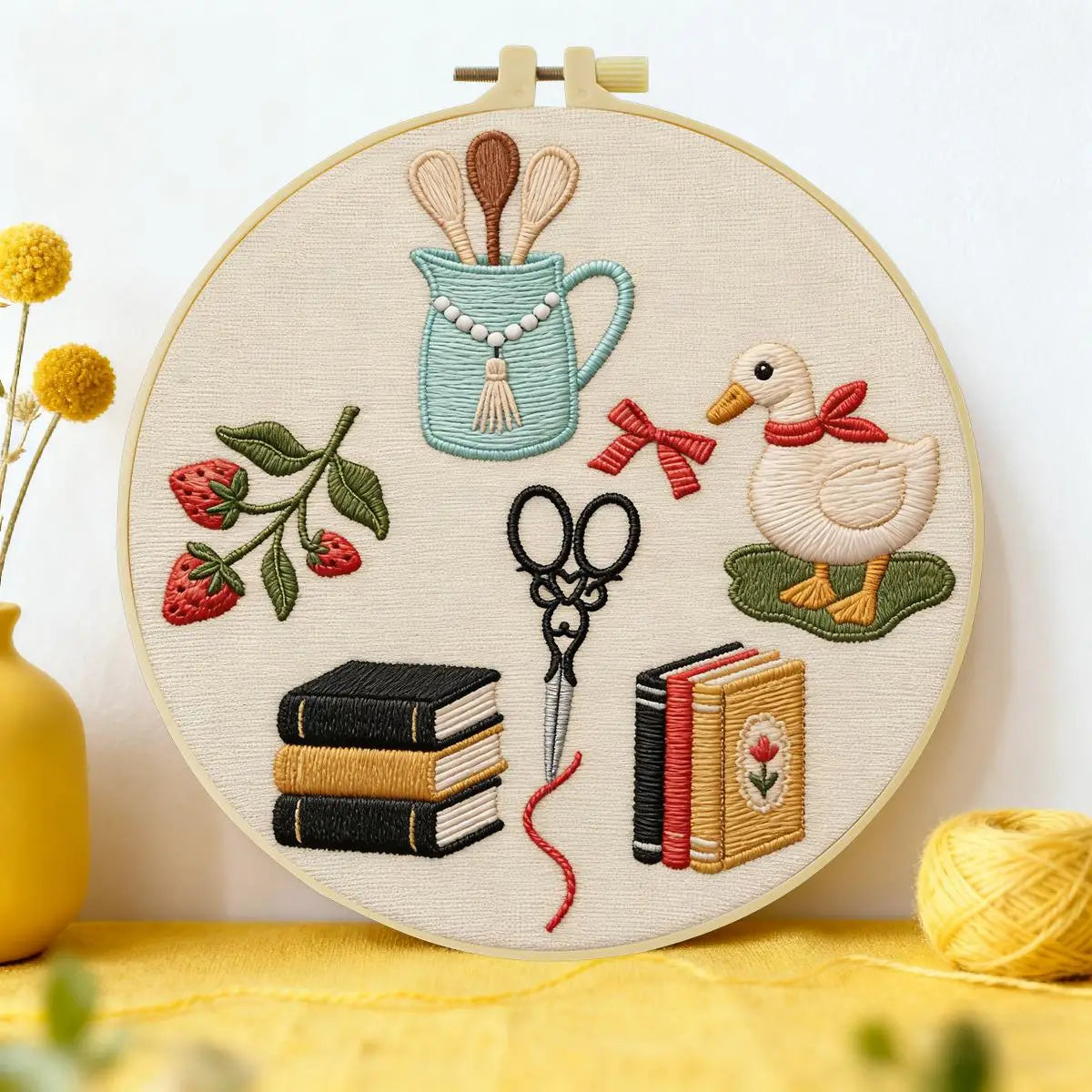 Cottagecore Embroidery Kit for Beginners – DIY Hand Embroidery Hoop Set