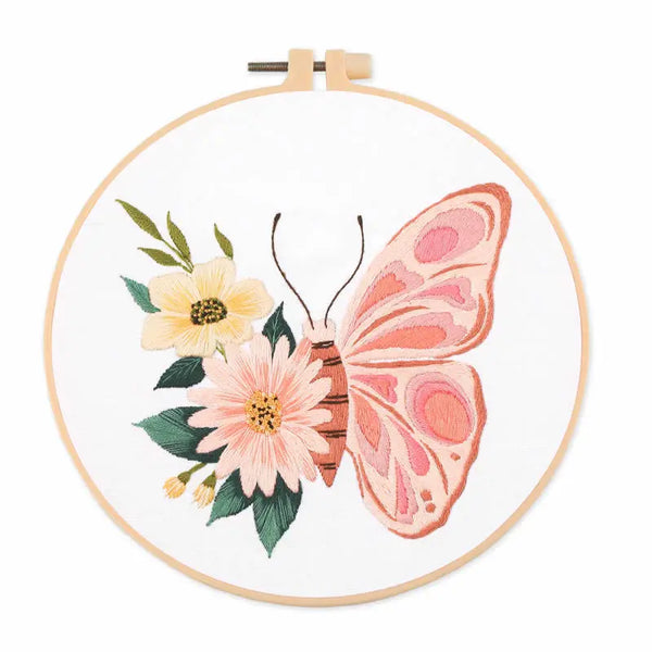 Floral Butterfly Hand Embroidery Kit