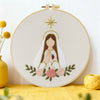 Minimalist Virgin Mary Embroidery Kit – Sacred Heart Christian Needlepoint Pattern with Floral Religious Wall Art Decor