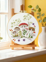Mushroom Embroidery Kit for Beginners – DIY Woodland Hand Embroidery Hoop Set