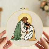 Jesus Comforting Woman Embroidery Kit – Christian Faith DIY Hand Embroidery Hoop Art Set