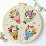 Bunny Flower Bouquets Embroidery Kit Kits For Stitchers