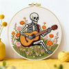 Skeleton Guitarist Embroidery Kit – Floral Music & Wildflower Design Kits For Stitchers