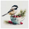 Chickadee & Cranberries Teacup Cross Stitch Kit 🐦🍒☕🌲✨