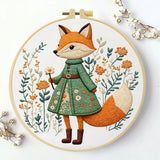 Fox Embroidery Kit for Beginners – DIY Woodland Animal Hand Embroidery Hoop Set