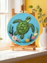 Sea Turtle Embroidery Kit – Coastal Ocean & Seashell Design Kits For Stitchers