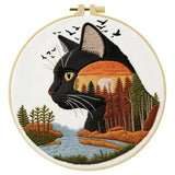 Black Cat Sunset Embroidery Kit Kits For Stitchers