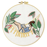 Relaxing Girl Hammock Embroidery Kit – DIY Cozy Reading Hoop Art for Beginners & Craft Lovers Kits For Stitchers