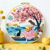 Girl Playing Guitar Embroidery Kit – Romantic Floral DIY Hand Embroidery Hoop Art Set