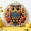 Colorful Autumn Owl Embroidery Kit – Woodland DIY Hand Embroidery Hoop Art Set