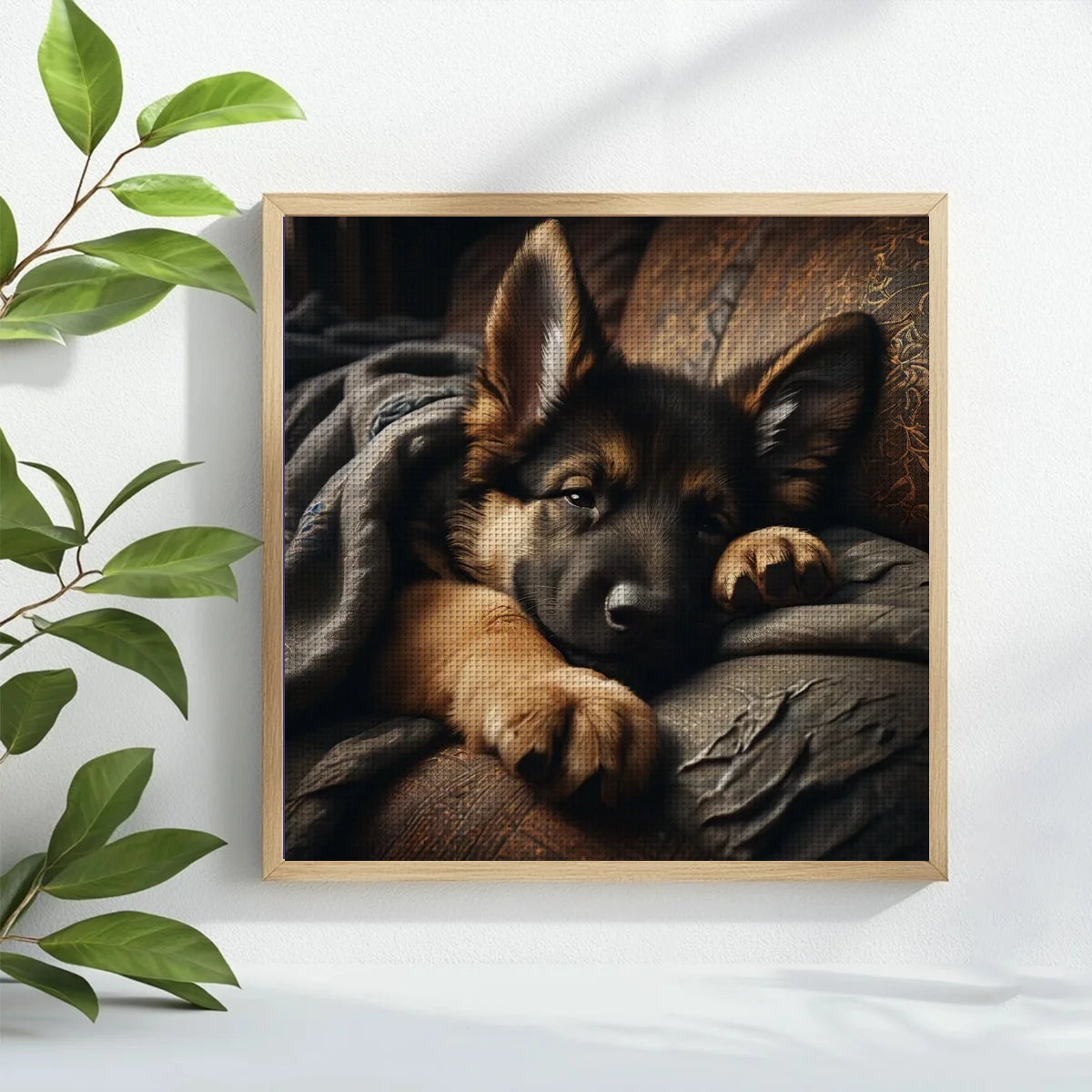 Sleeping Shepherd Puppy Cross Stitch Kit 🐾💤🤎