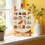 Food Lover Embroidery Kit – Cute Snacks & Treats DIY Hand Embroidery Hoop Art Set Kits For Stitchers