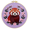 Red Panda Embroidery DIY Kit – Cute Animal Beginner Stitching Kit with Hoop, Pattern & Threads
