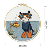 Scuba Cat Embroidery Kit – Funny Underwater Kitty DIY Hand Embroidery Set 🐱🐠🤿 Kits For Stitchers