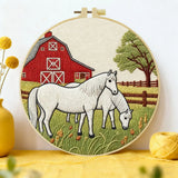 Farm Horse Embroidery Kit – Rustic Barn DIY Hand Embroidery Hoop Art Set