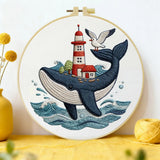 Whale Embroidery Kit for Beginners – DIY Ocean Hand Embroidery Hoop Set