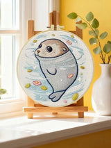 Cute Baby Seal Embroidery Kit – Kawaii Ocean Animal DIY Hand Embroidery Set Kits For Stitchers