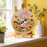 Sunflower Sewing Cat Embroidery Kit Kits For Stitchers