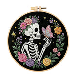 Floral Skeleton Embroidery Kit – Set of 3