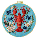 Lobster & Blue Crabs Embroidery Kit – Colorful Coastal Floral Design Kits For Stitchers