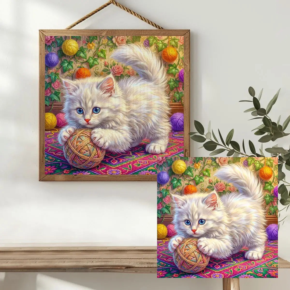 Playful White Kitten Cross Stitch Kit 🐱🧶🧵