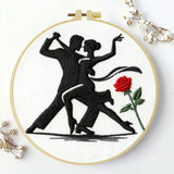 Tango Dancing Couple Embroidery Starter Kit DIY – Beginner Romantic Silhouette Hand Embroidery Kit